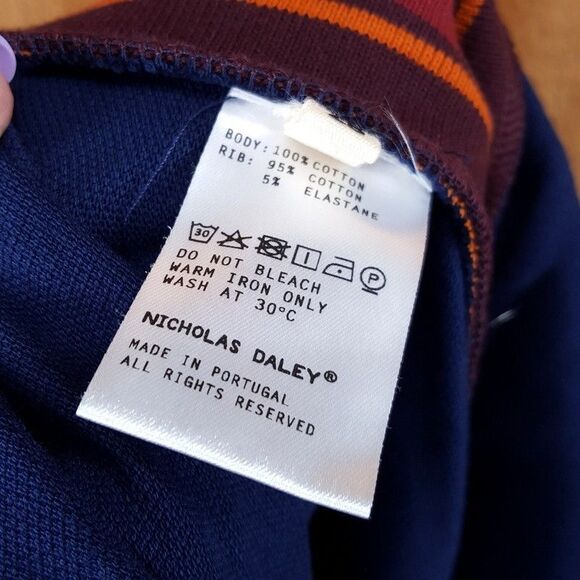 NICHOLAS DALEY Track Pants Mens Size 28 Blue Pull On Wide Leg Stripe Logo $540 - Picture 9 of 13